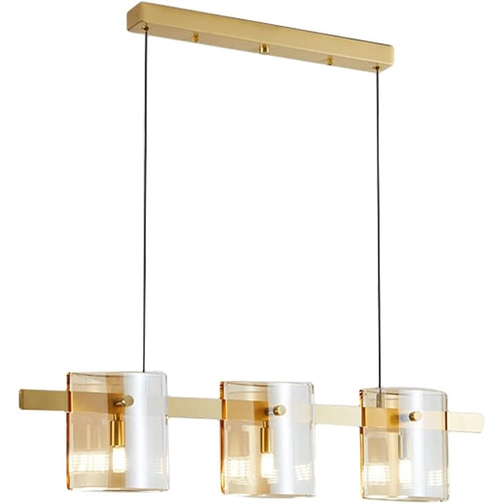 Candelabru modern de plafon, auriu, din sticlă, 3 x G9, Ø 80 cm