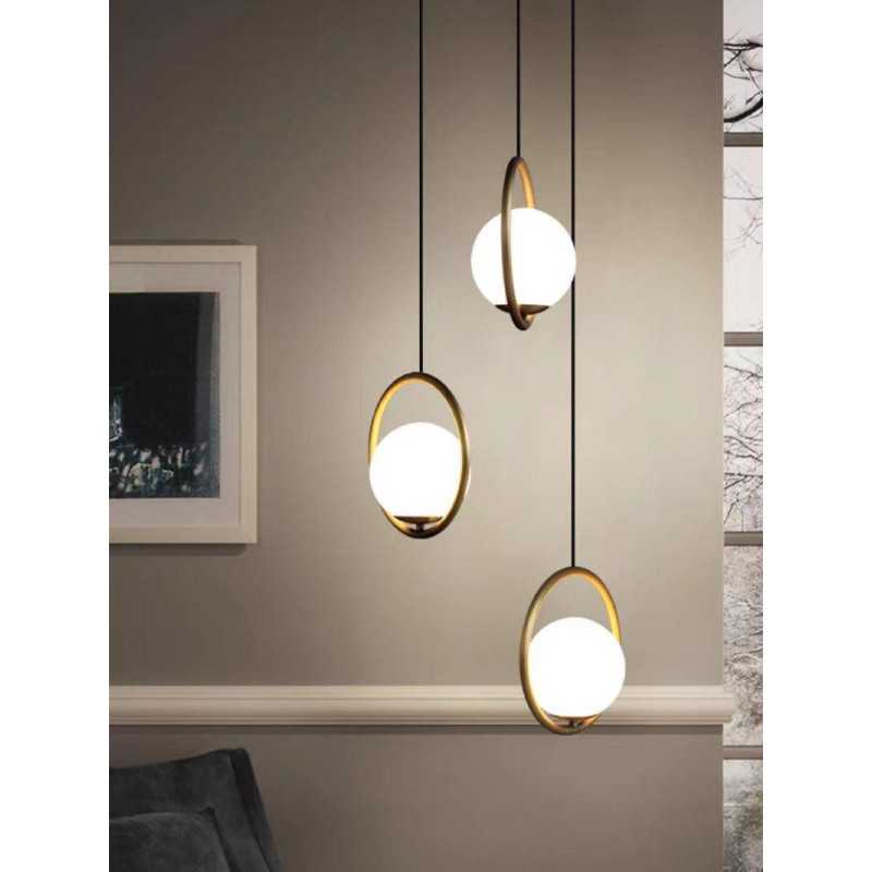 Lustră modernă albă cu 3 socluri E27, metal și acril, 60 x 15 x 100 cm