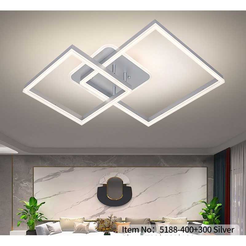 Plafonieră LED argintie dimabilă cu Wi-Fi și telecomandă, 70 x 40 cm