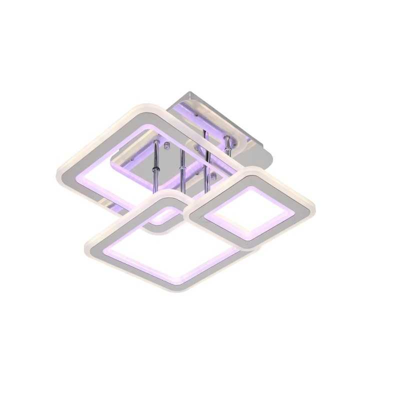 Plafonieră LED pătrată, crom, Wi-Fi, telecomandă, dimabilă, 50 x 50 cm