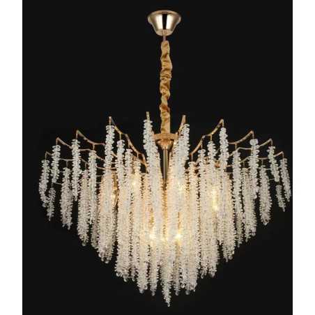 Lustră LED aurie cu cristale, 80 cm, 3 culori de lumină, 2400 lm