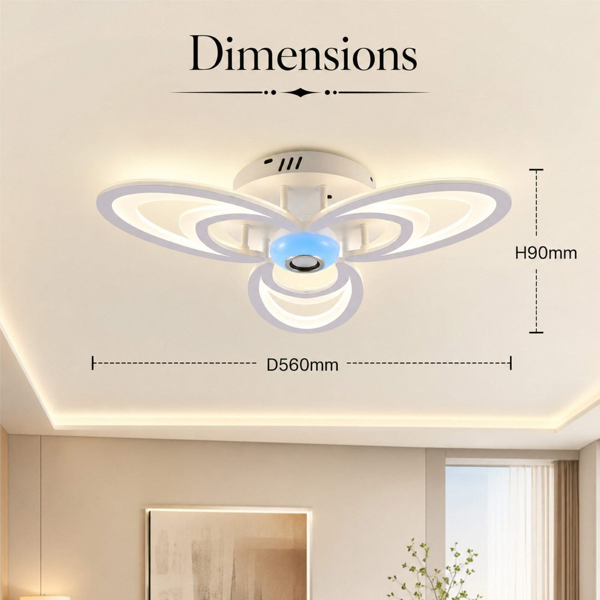 Plafonieră LED 84 W, dimabilă, cu telecomandă, albă, Ø56 cm