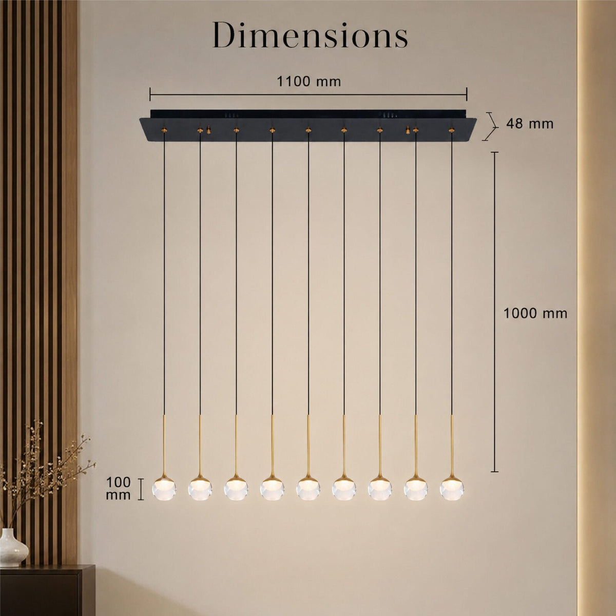 Plafonieră LED aurie, 9 surse, 36 W, 3 temperaturi de culoare, 900 lm