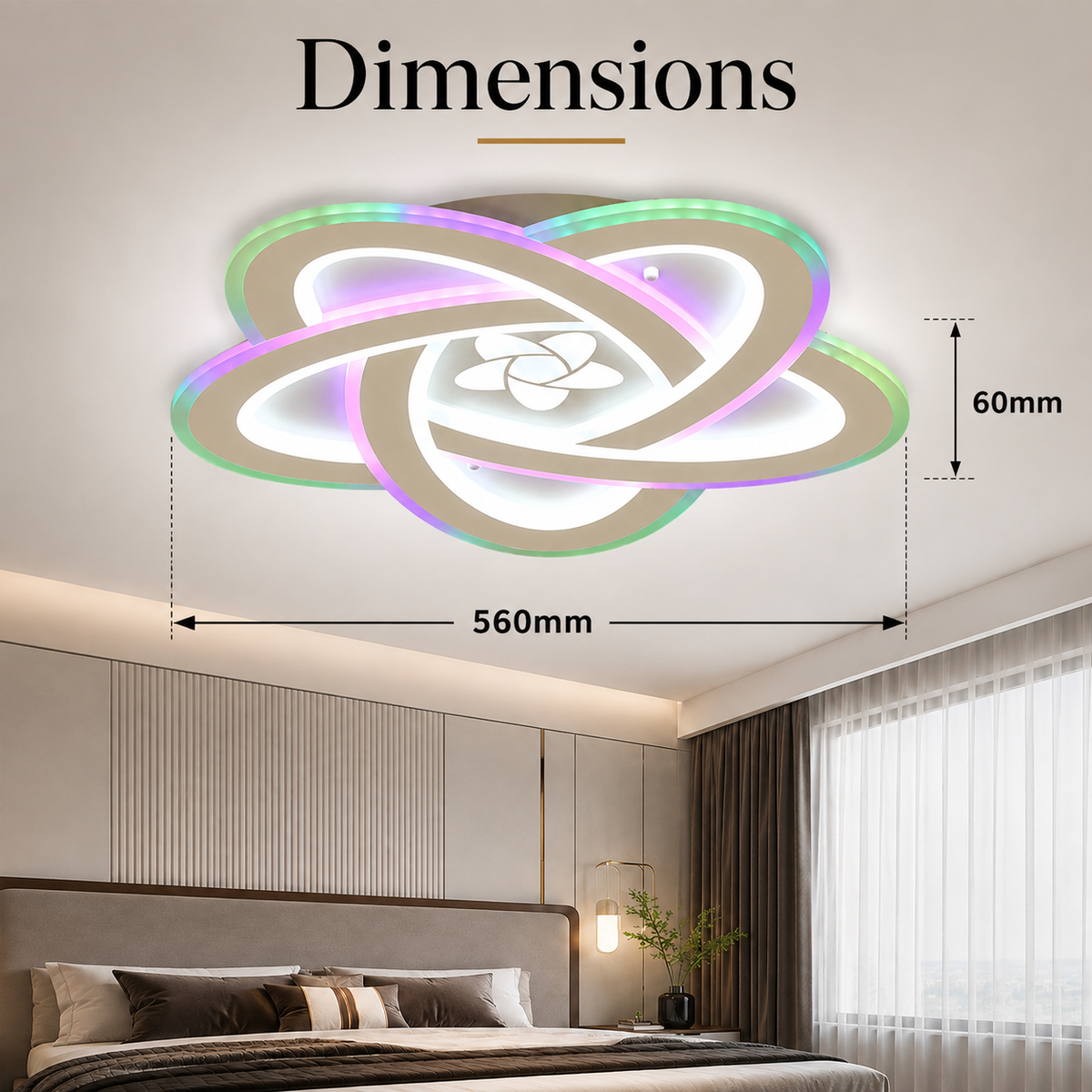 Plafonieră LED Smart 121 W, dimabilă, RGB, Wi-Fi, telecomandă, 56 cm