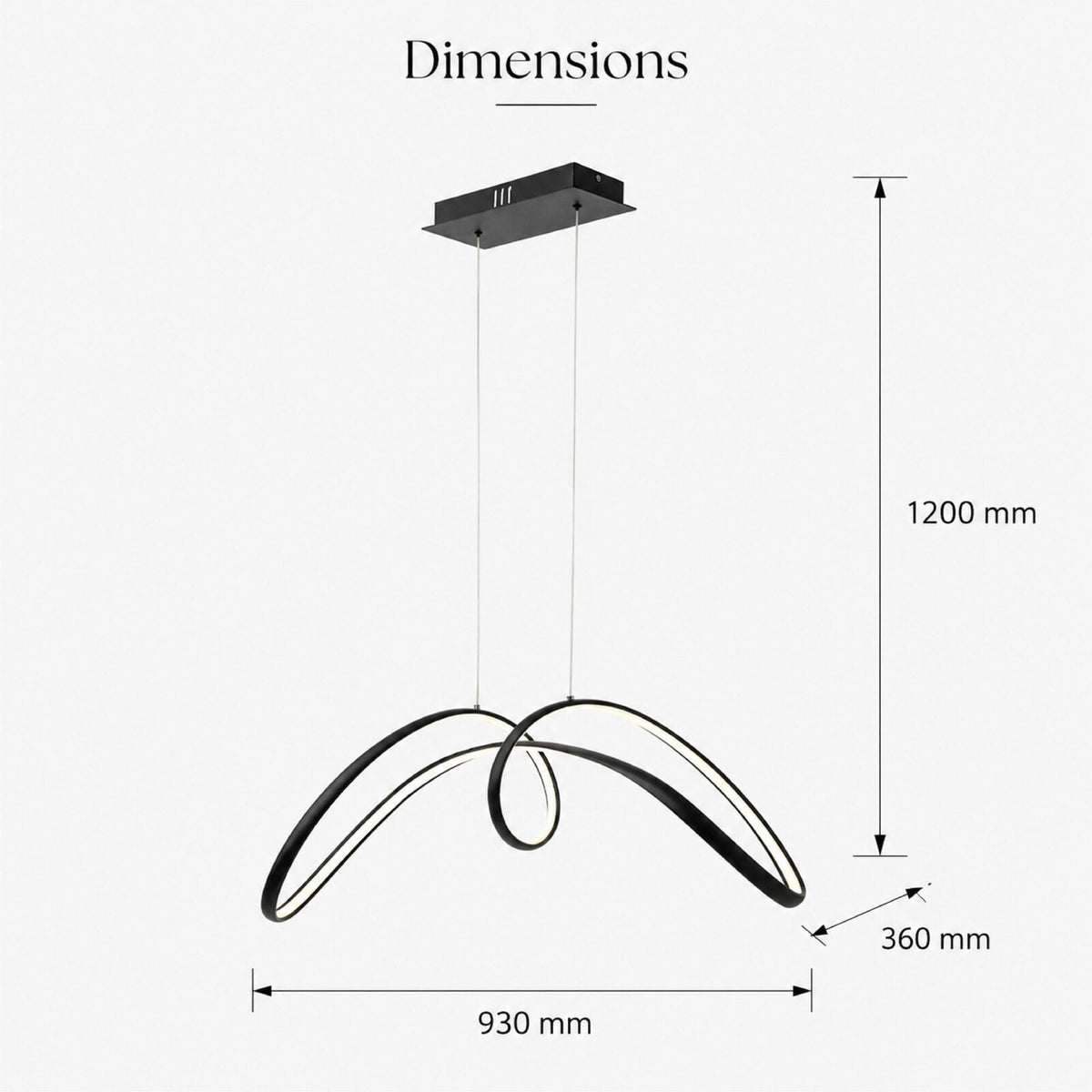 Plafonieră LED neagră, 93 cm, dimabilă, WiFi, telecomandă, 3 culori