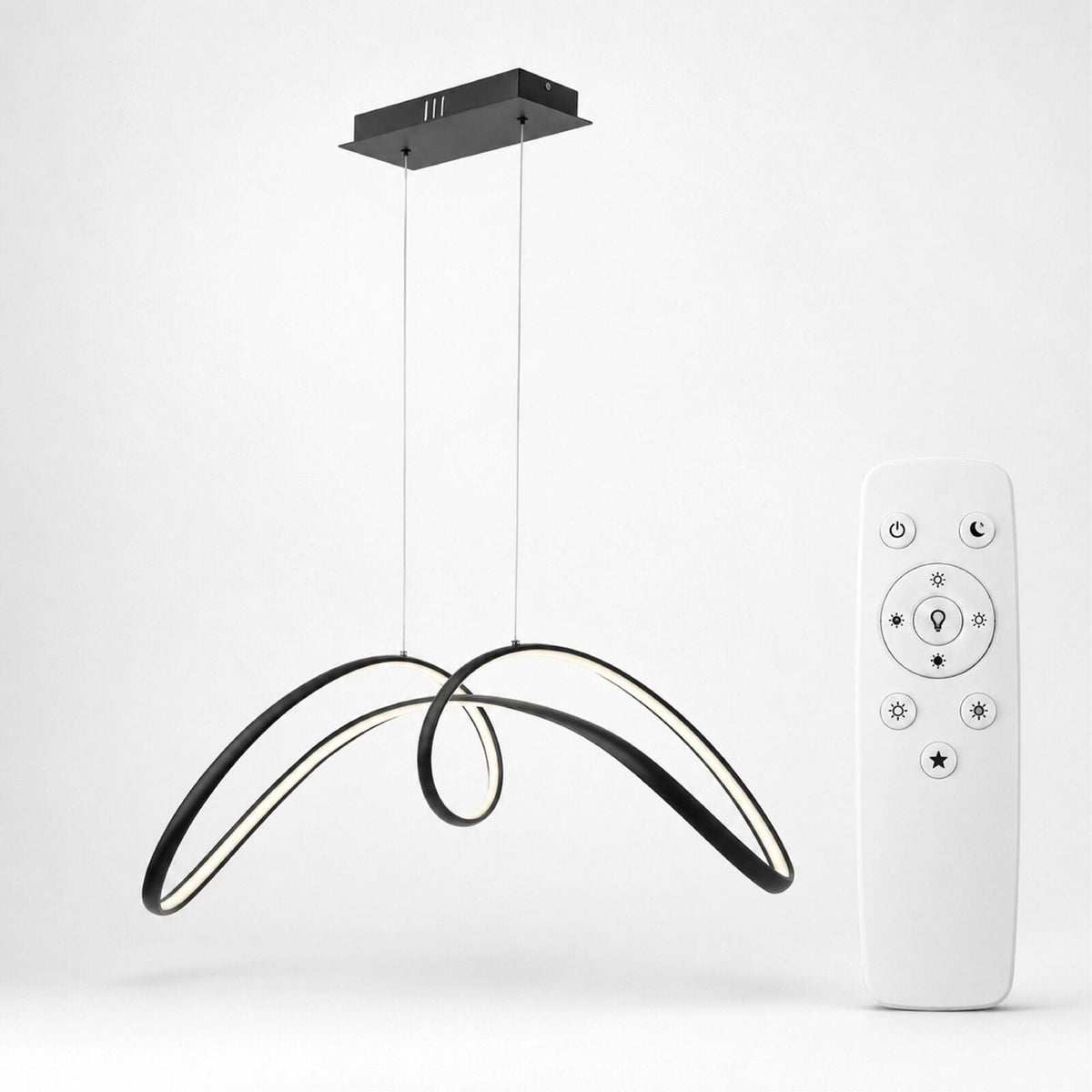 Plafonieră LED neagră, 93 cm, dimabilă, WiFi, telecomandă, 3 culori