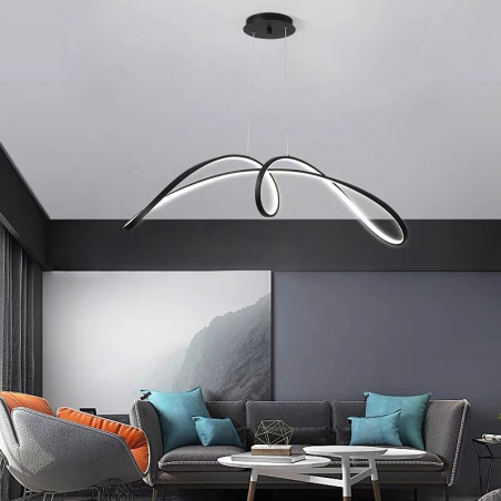 Plafonieră LED neagră, 93 cm, dimabilă, WiFi, telecomandă, 3 culori