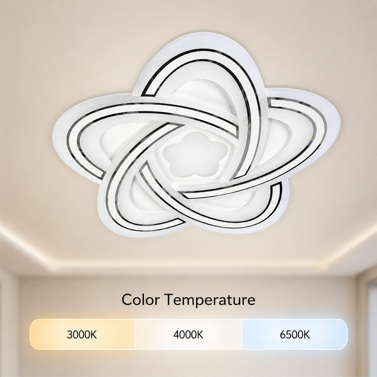 Plafonieră LED dimabilă cu Wi-Fi și telecomandă, 53 cm, 3 culori de lumină