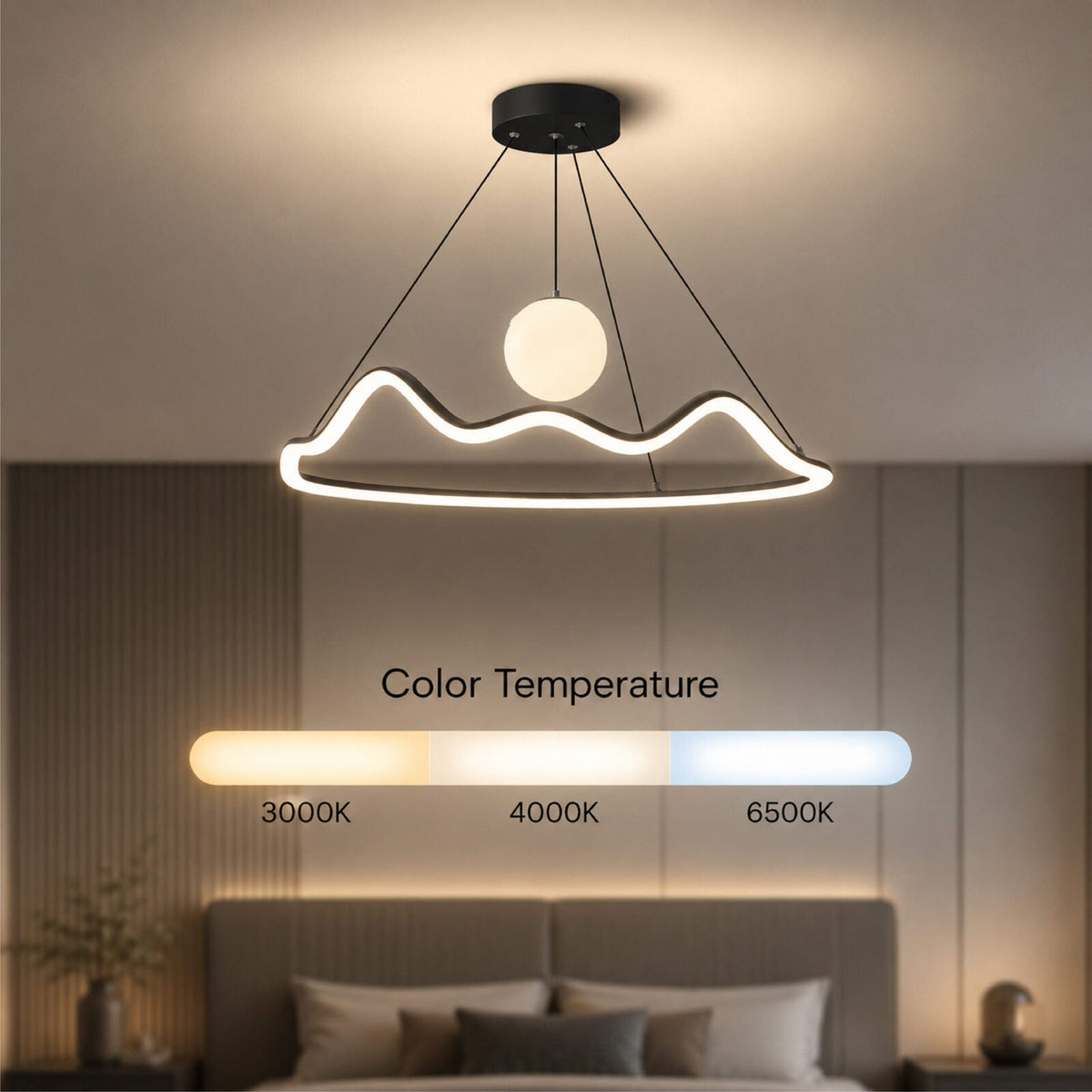 Lustră LED neagră cu telecomandă și 3 temperaturi de culoare