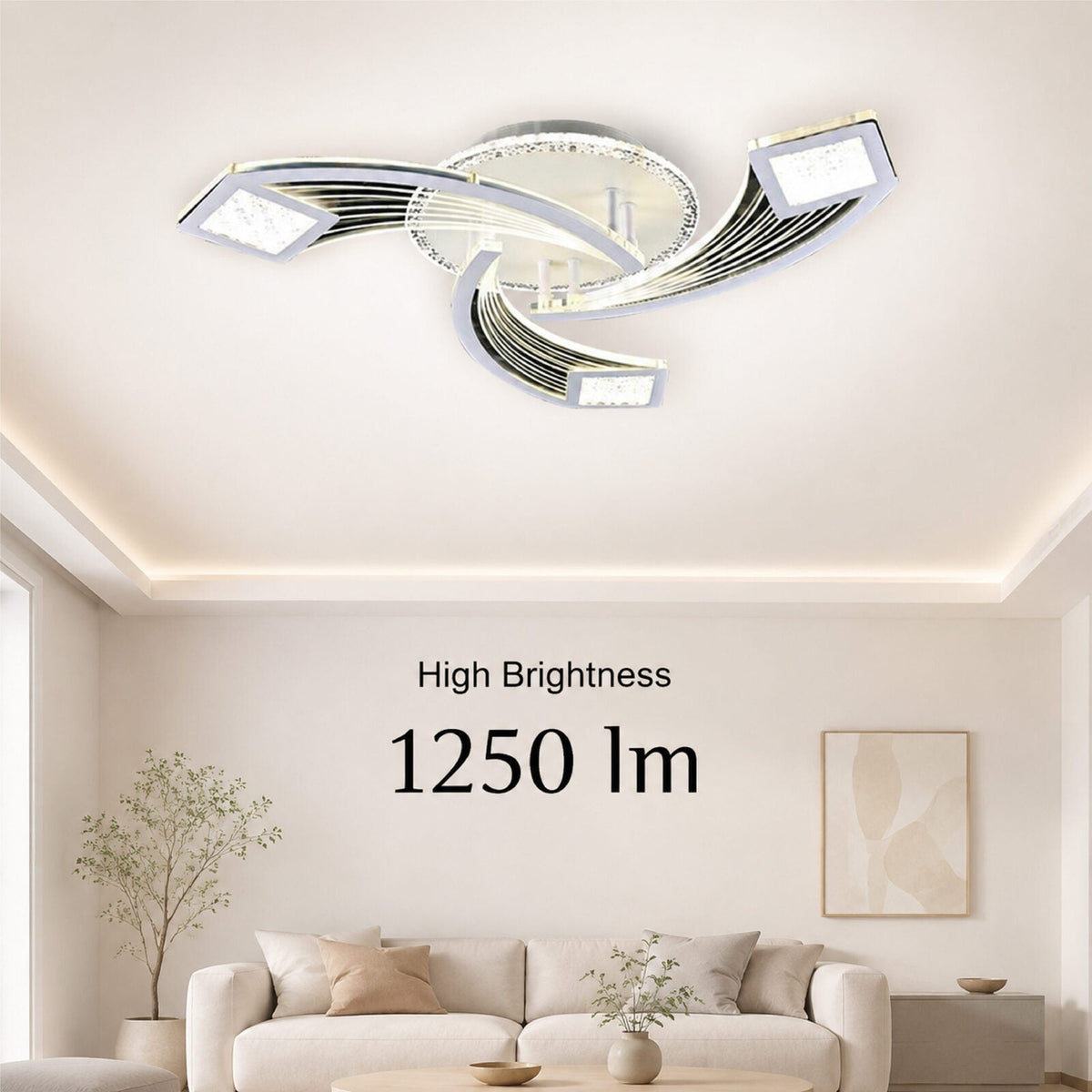 Plafonieră LED argintie dimabilă cu Wi-Fi și telecomandă, 50x10x50 cm