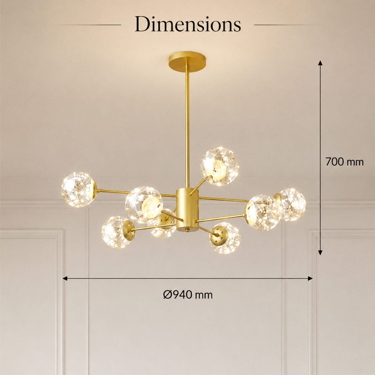 Plafonieră LED rotundă 94 cm, 8 surse, 3 temperaturi de culoare