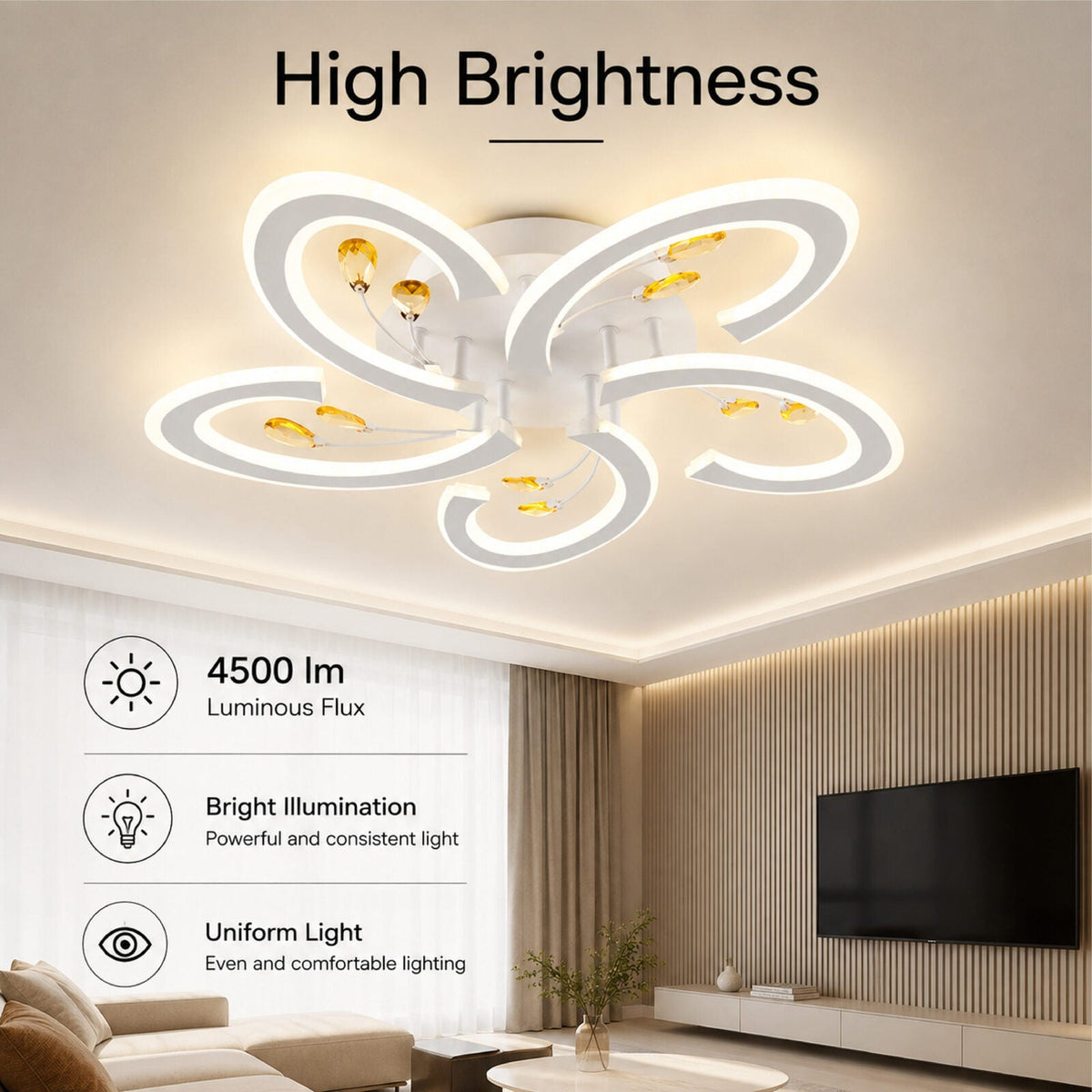 Plafonieră LED Alba, 60 cm, dimabilă, Wi-Fi, cu telecomandă, albă