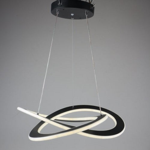 Lustră LED neagră dimabilă, Wi-Fi și telecomandă, 50 x 100 cm