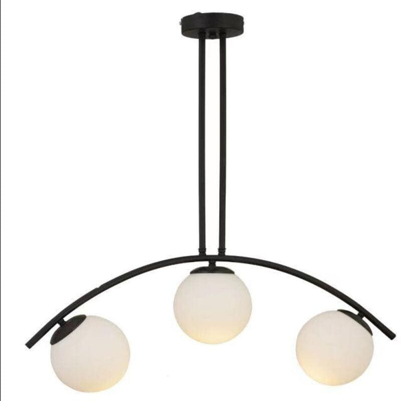 Plafonieră modernă neagră cu globuri albe, 3xE27, 67 cm