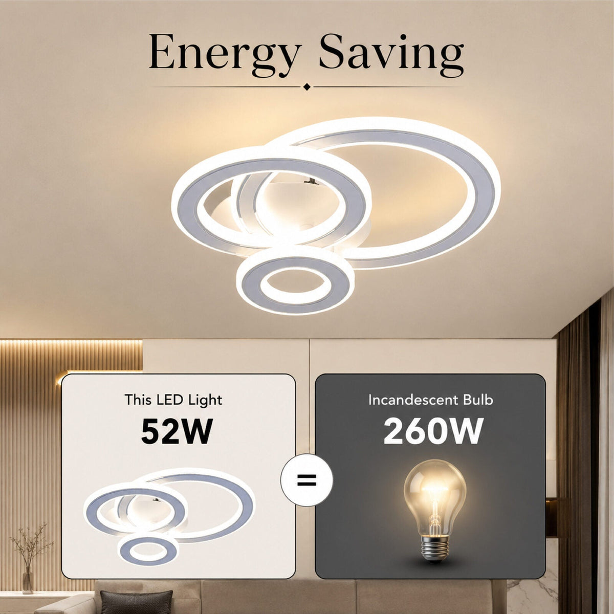 Plafonieră LED 52 W, 2600 lm, 3 temperaturi de culoare, metal și acril