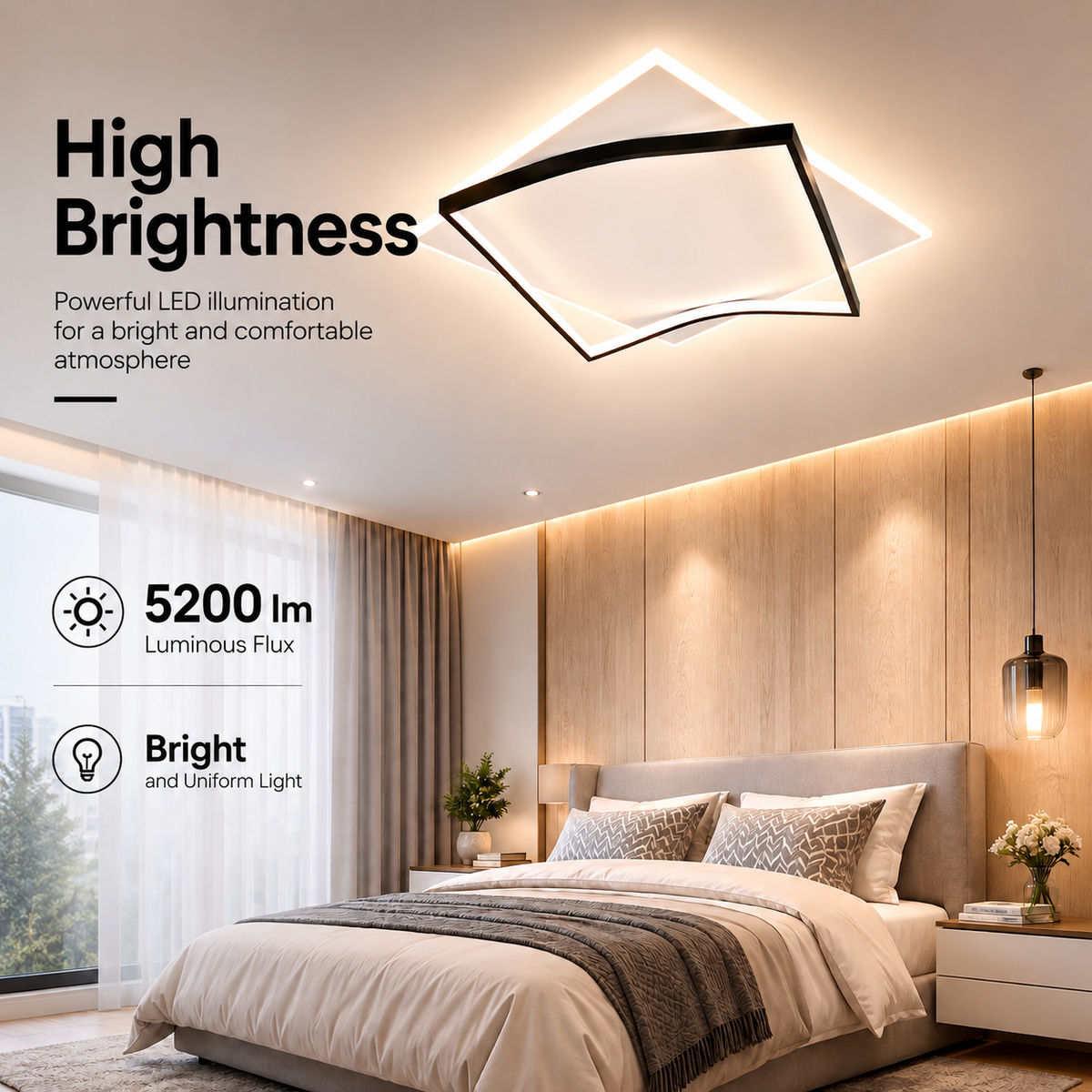 Plafonieră LED neagră, 40 cm, dimabilă, cu Wi-Fi, telecomandă și 3 culori