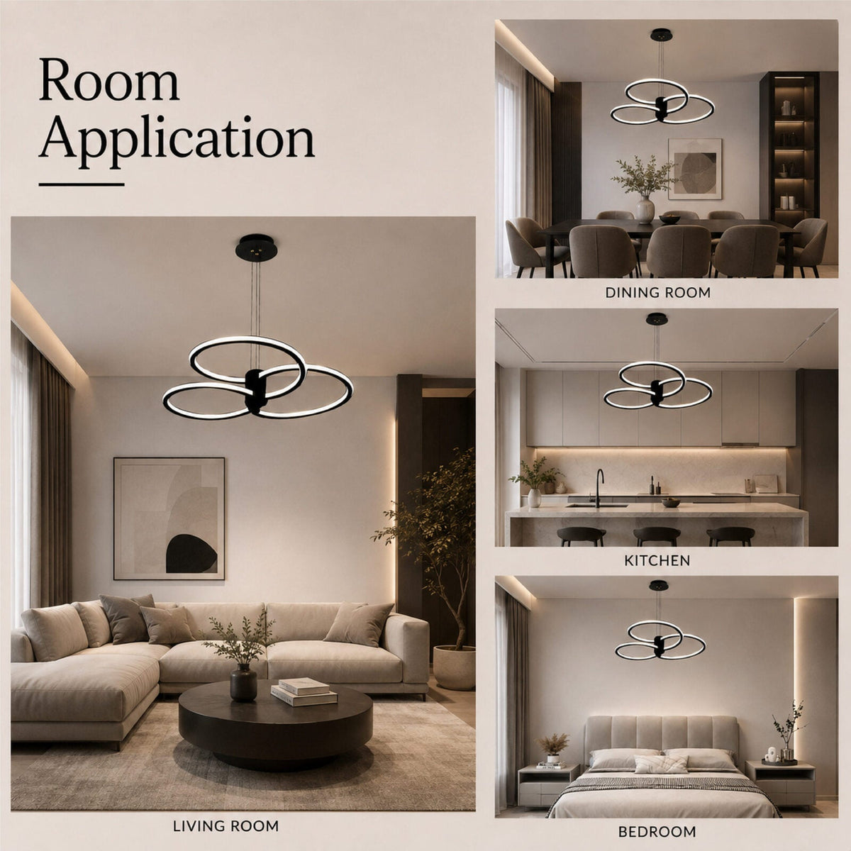 Plafonieră LED neagră, 186 W, 9000 lm, dimabilă, Wi-Fi, 3 culori