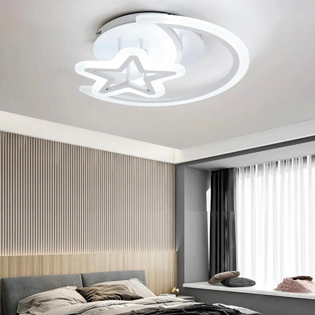 Plafonieră LED albă cu telecomandă, 3 culori, dimabilă, 46 cm