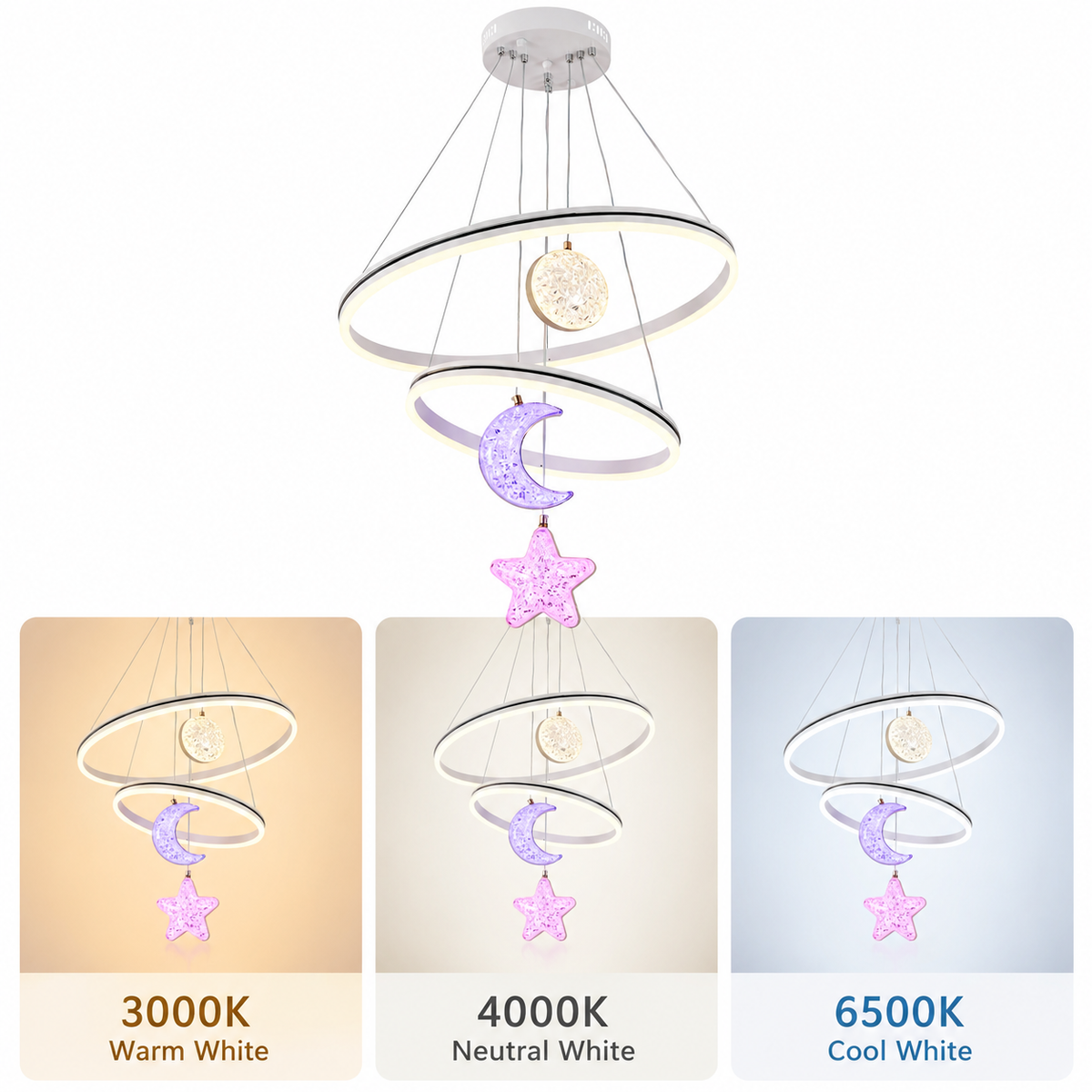 Plafonieră LED modernă cu telecomandă, 3 temperaturi de culoare, 60 cm