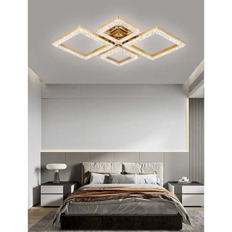 Plafonieră LED cu 4 inele, dimabilă, Wi-Fi, telecomandă, albă, 78 cm