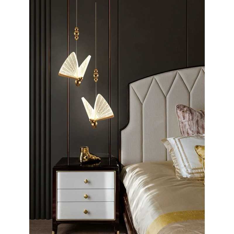 Lustră LED suspendată tip fluture, 12 W, albă, Ø35 cm, 3 culori de lumină
