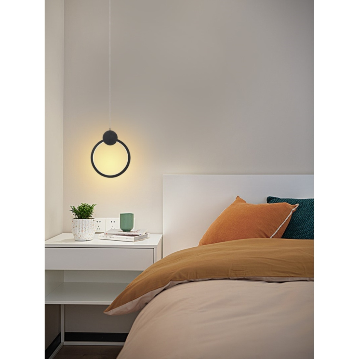 Lustră LED suspendată neagră, 12 W, 650 lm, metal și acril