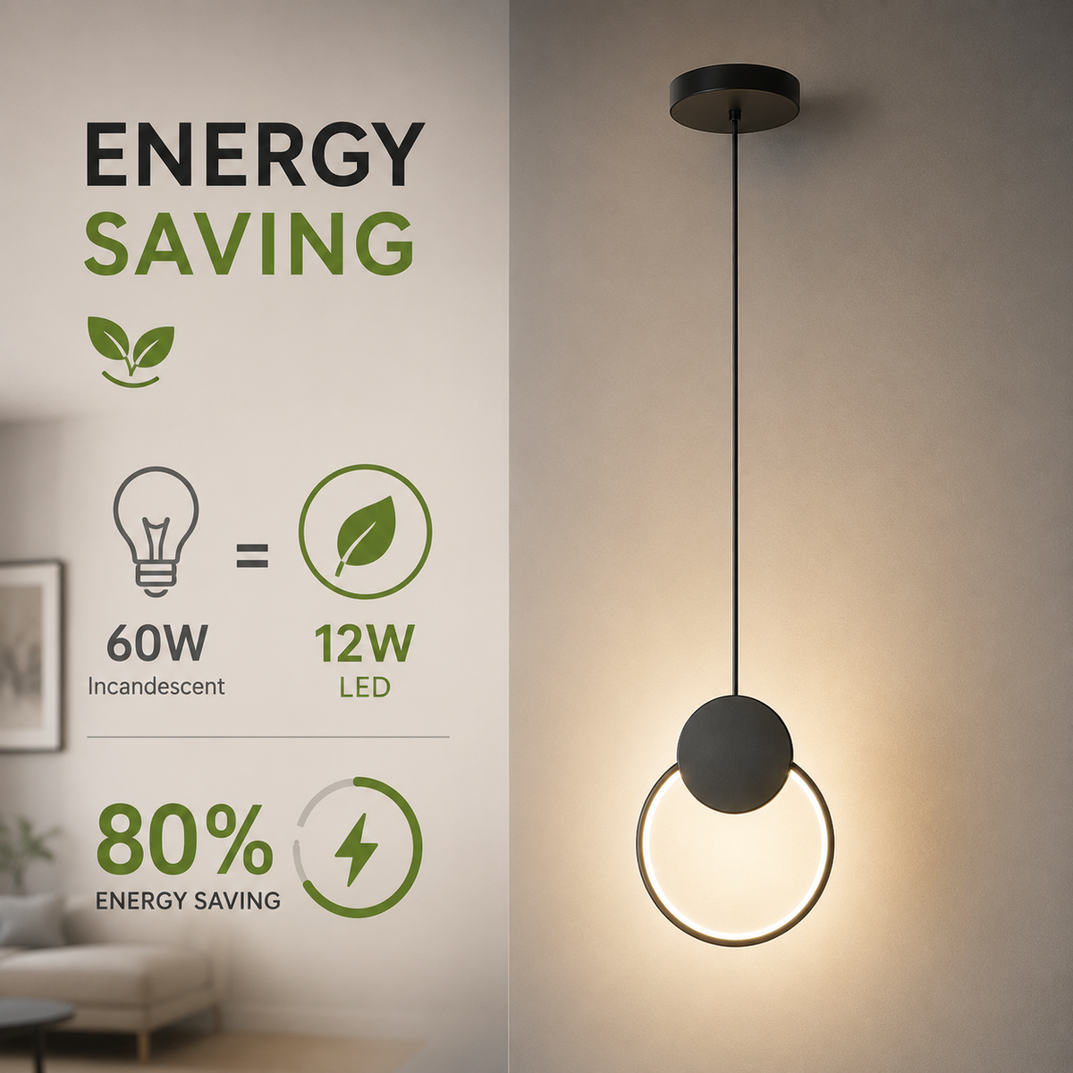 Lustră LED suspendată neagră, 12 W, 650 lm, metal și acril