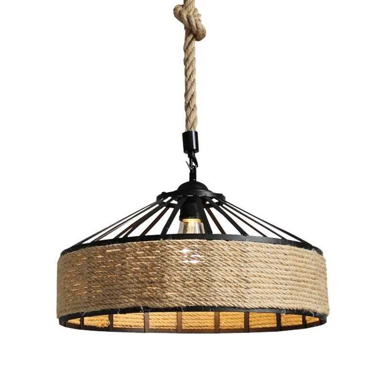 Lustră rustică cu abajur din frânghie, E27, 1 bec, 30 cm, max. 40 W