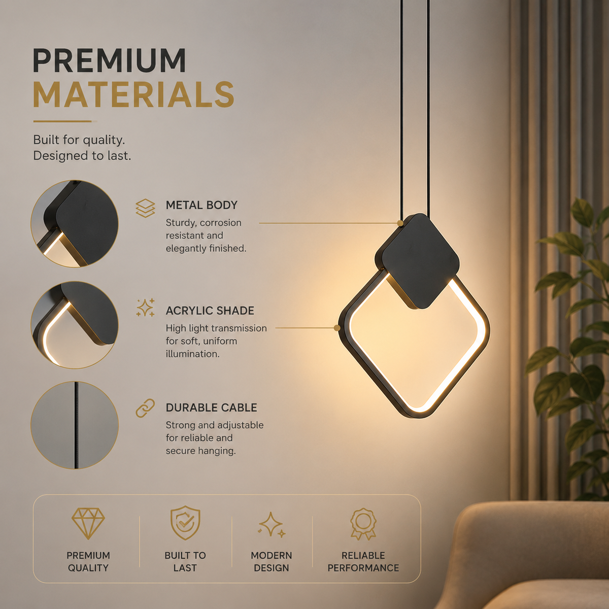 Pendul LED negru, 13 W, 650 lm, 3 culori, Ø22 cm, metal și acril