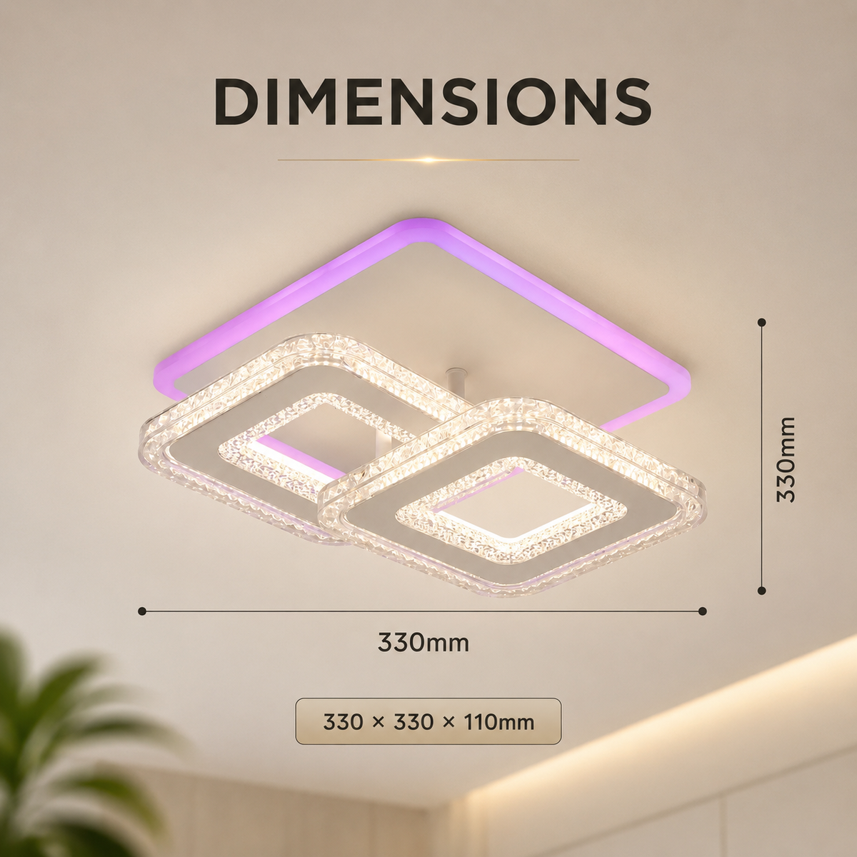 Plafonieră LED RGB 45 W, dimabilă, cu Wi-Fi și telecomandă