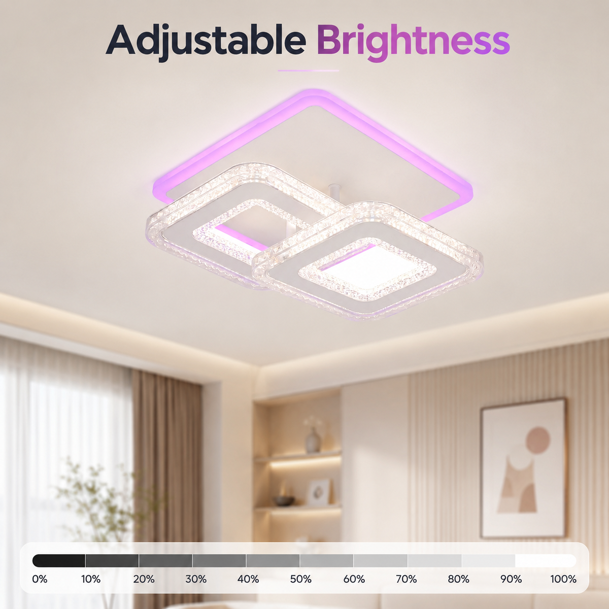 Plafonieră LED RGB 45 W, dimabilă, cu Wi-Fi și telecomandă