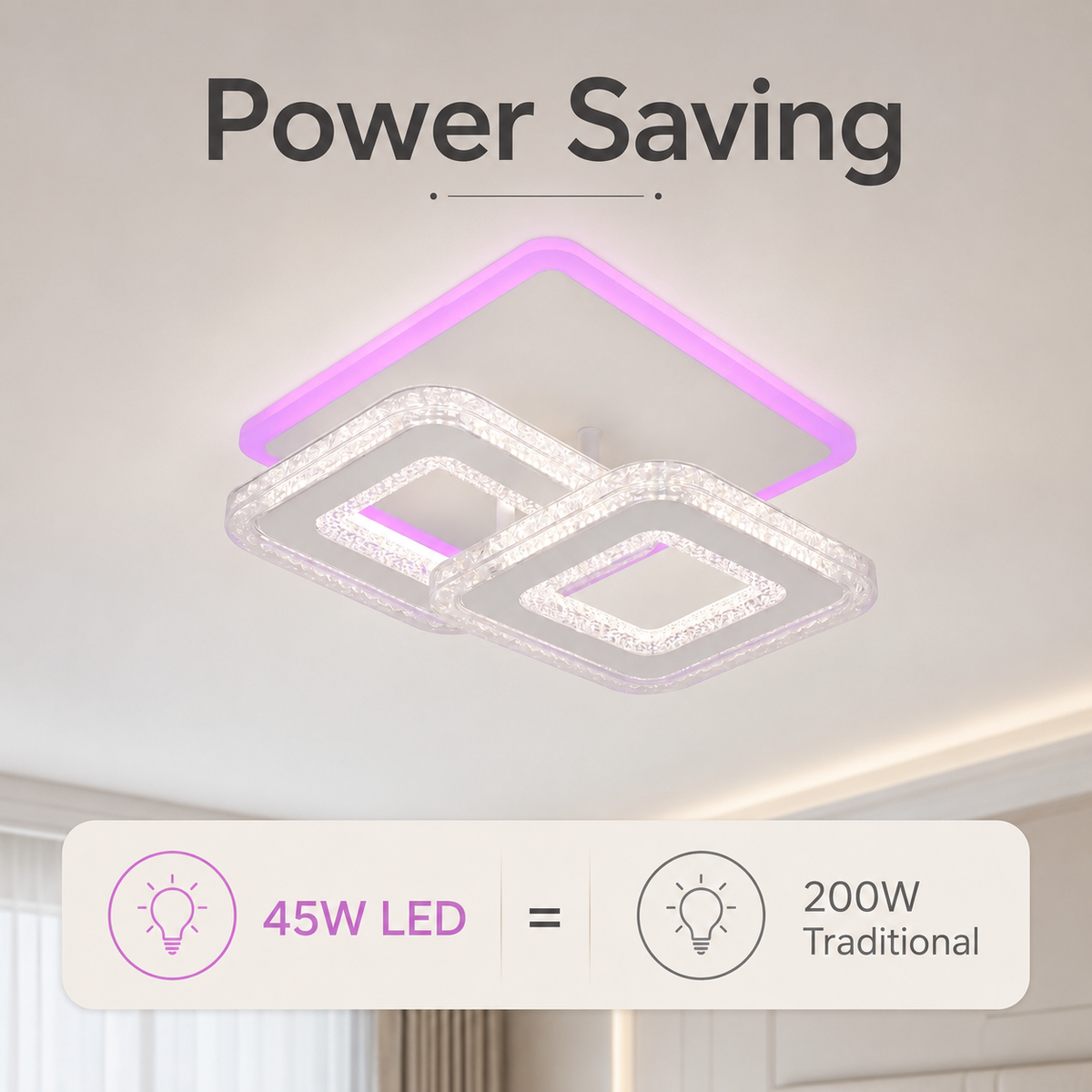 Plafonieră LED RGB 45 W, dimabilă, cu Wi-Fi și telecomandă