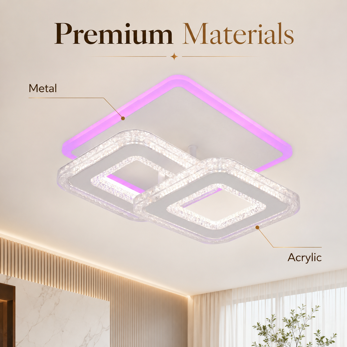 Plafonieră LED RGB 45 W, dimabilă, cu Wi-Fi și telecomandă