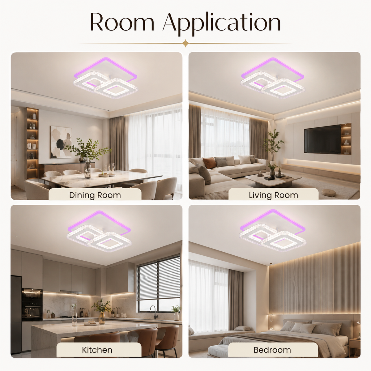 Plafonieră LED RGB 45 W, dimabilă, cu Wi-Fi și telecomandă