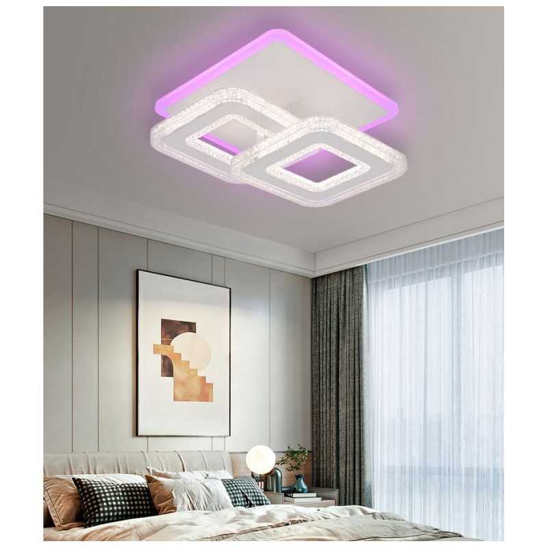 Plafonieră LED RGB 45 W, dimabilă, cu Wi-Fi și telecomandă