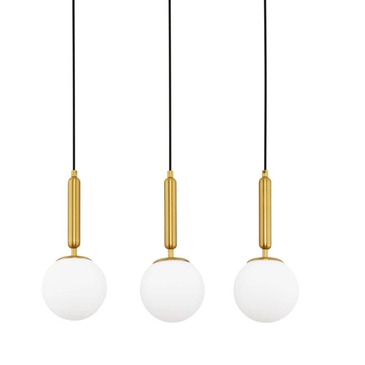 Lustră cu 3 globuri albe mate, soclu E27, 60 W, 60 x 15 x 100 cm