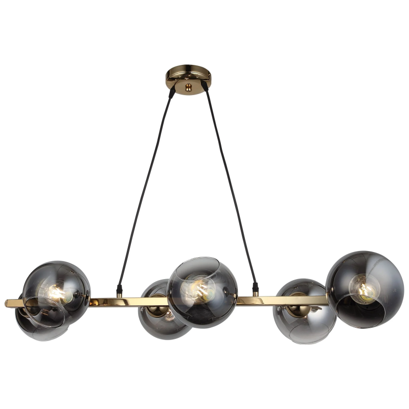 Lustră metalică aurie cu 6 socluri E27, 58 x 36 x 68 cm