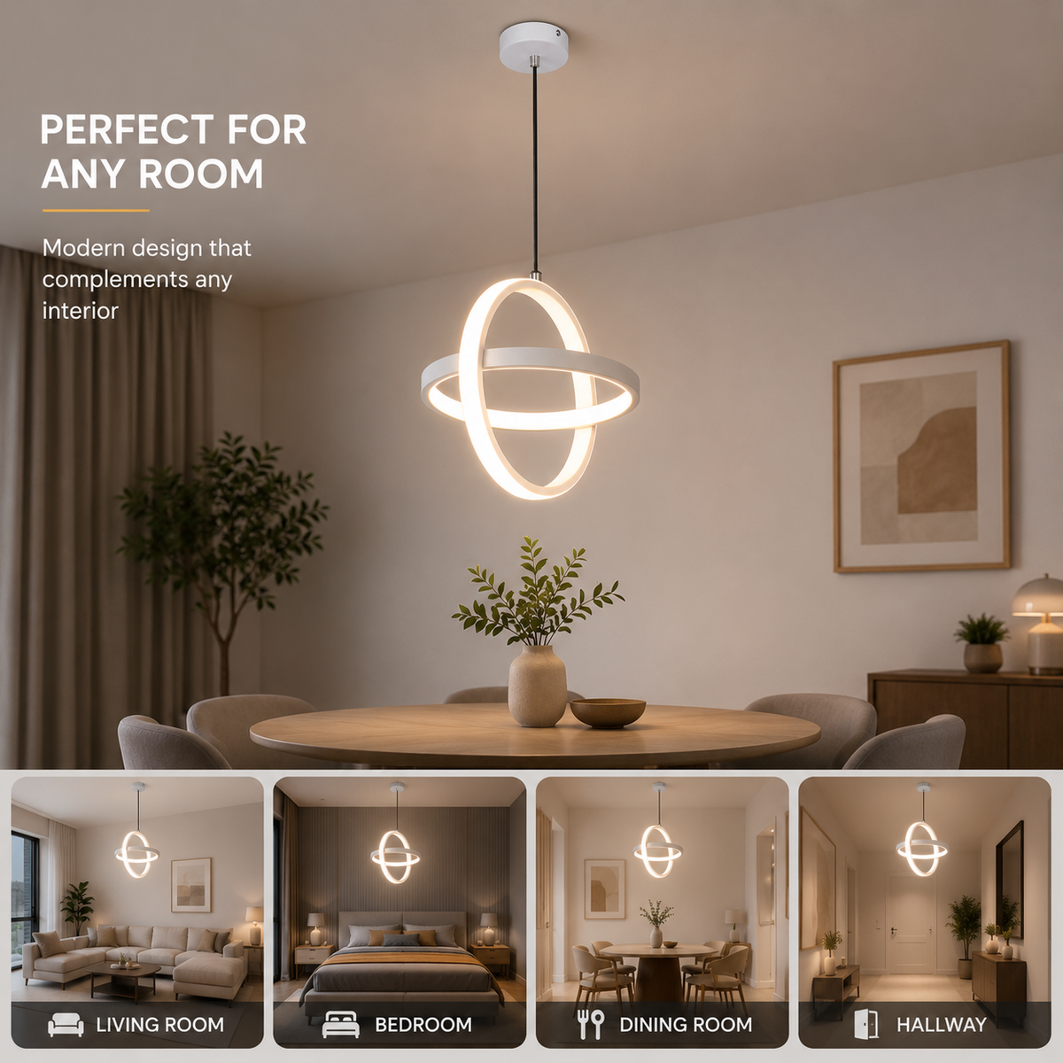 Plafonieră LED rotundă cu 2 inele, 23 W, lumină caldă, neutră sau rece
