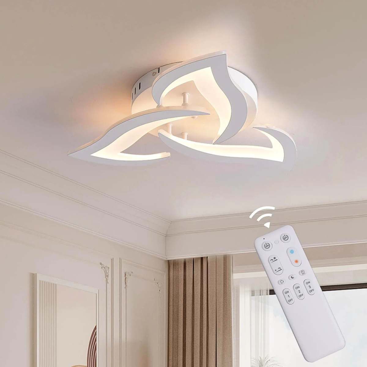 Plafonieră LED cu 6 inele, dimabilă, cu telecomandă, 58 cm