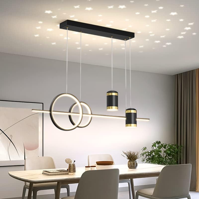 Aplica LED neagră cu efect cer înstelat, telecomandă, dimabilă, 100 cm