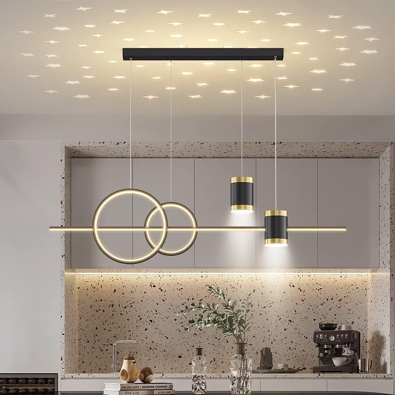 Aplica LED neagră cu efect cer înstelat, telecomandă, dimabilă, 100 cm