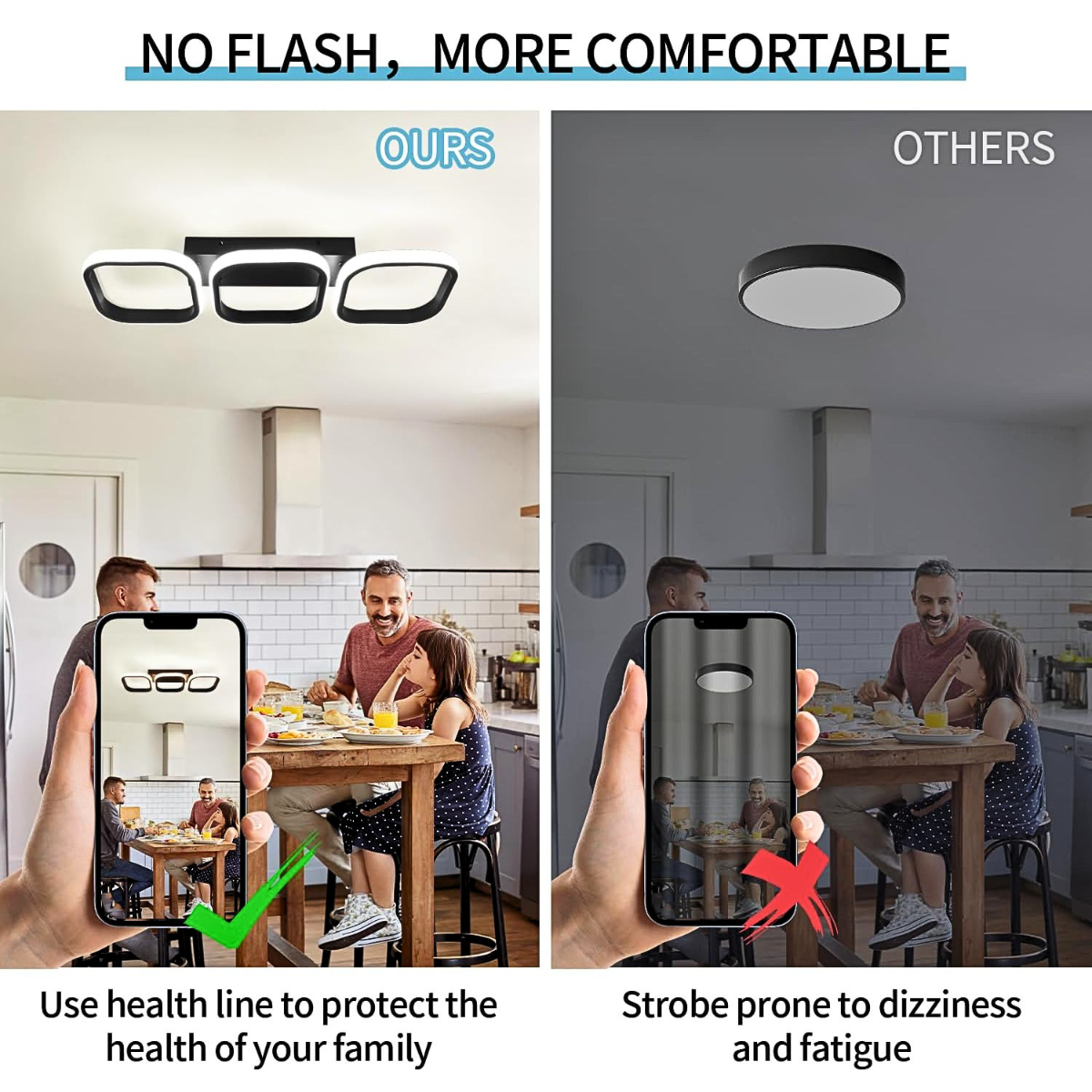 Plafonieră LED albă, 72 W, dimabilă, 3 temperaturi de culoare, 67 × 20 cm