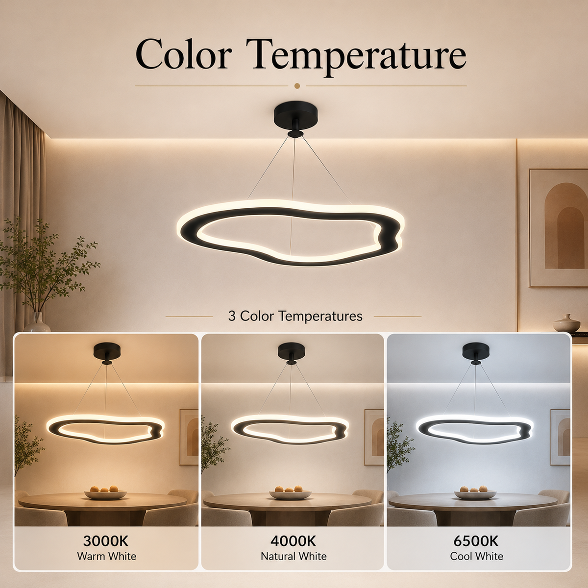 Plafonieră LED rotundă neagră, 27 W, 3 culori, Ø25 cm