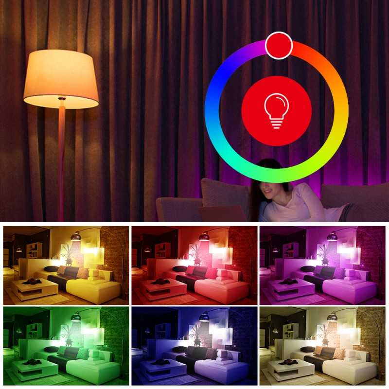 Bec LED inteligent Tuya E27 A60, 9W RGB+CCT, 2700–6500K, control ritmic