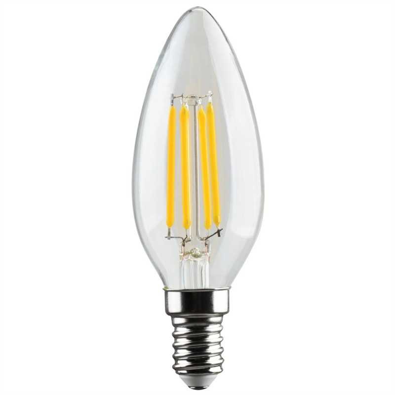 Bec LED filament E14 C35, 4 W, 400 lm, 2700 K, lumină caldă