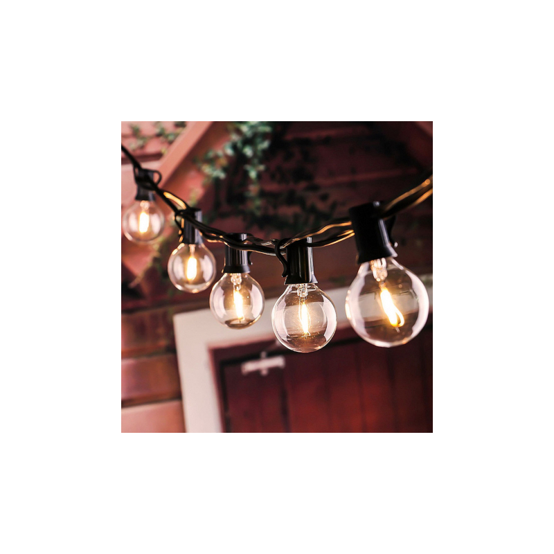 Ghirlandă LED de exterior, 5 m, 10 becuri, lumină albă caldă