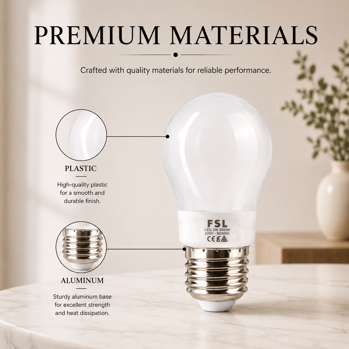 Bec LED E27 A50, 3 W, 6500 K, 260 lm, lumină albă rece