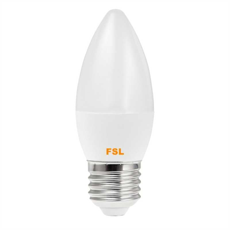 Bec LED E27 C37 tip lumânare, mat, 5,5 W, 6500 K, lumină rece