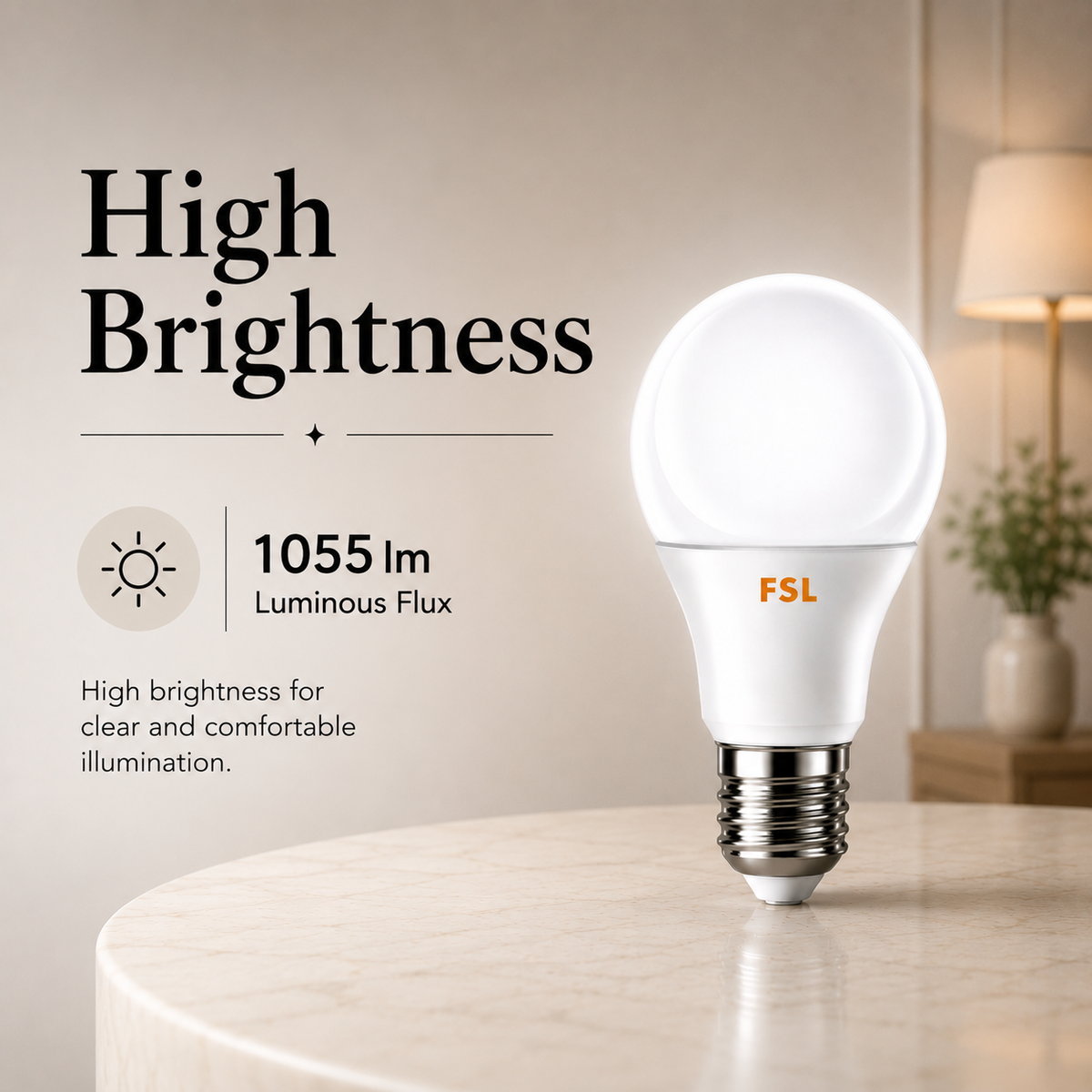 Bec LED E27 A60, 10 W, lumină albă rece 6500 K