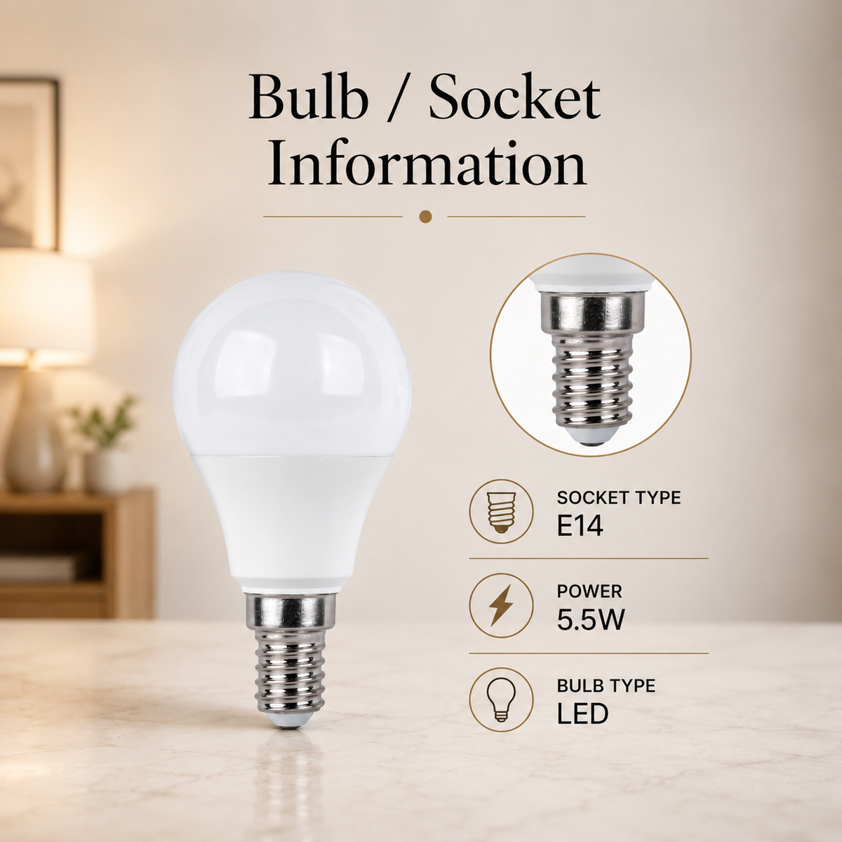 Bec LED E14 G45, 5,5 W, 480 lm, 6500 K, echivalent 45 W